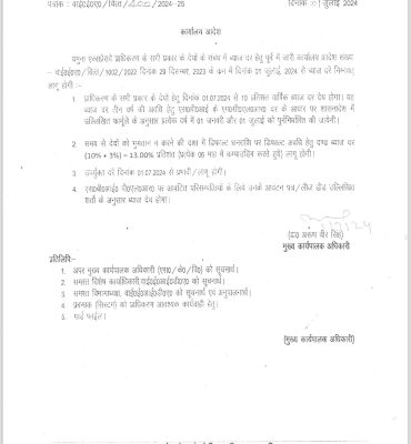 Office Order regarding Intrest Rates from 01-07-2024